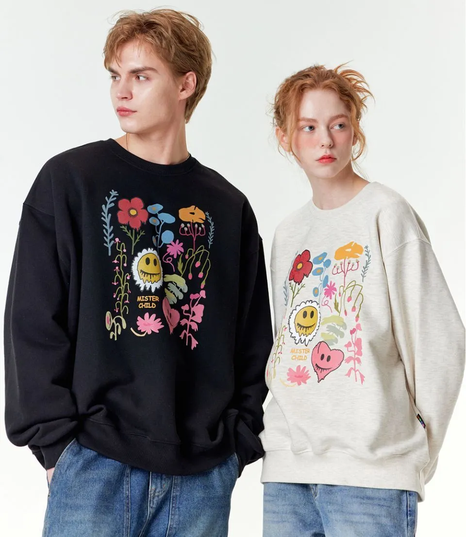 MISTER CHILD  |Heart Flower Patterns Unisex Street Style Long Sleeves