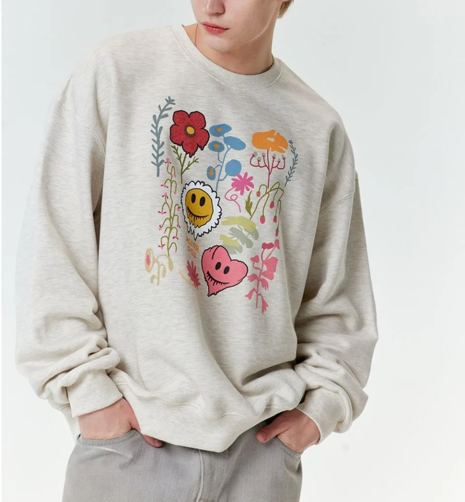 MISTER CHILD  |Heart Flower Patterns Unisex Street Style Long Sleeves