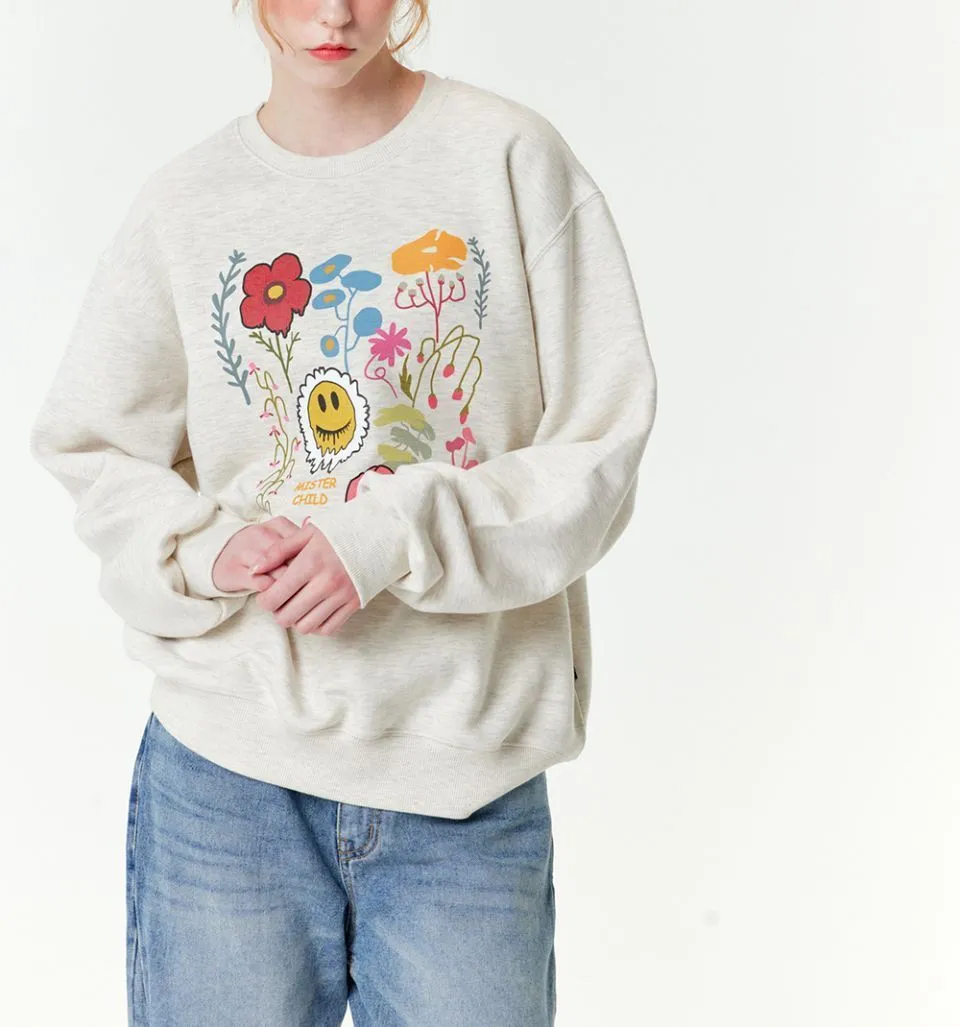 MISTER CHILD  |Heart Flower Patterns Unisex Street Style Long Sleeves