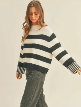 Mock Neck Stripe Sweater