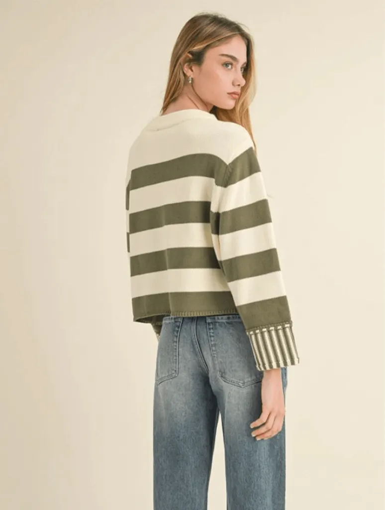 Mock Neck Stripe Sweater