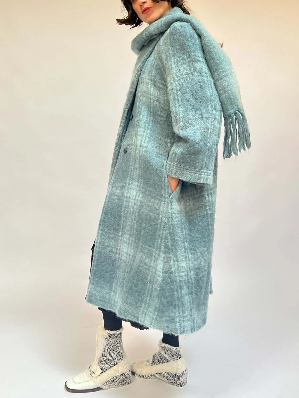 Mohair Woven Coat - Azure