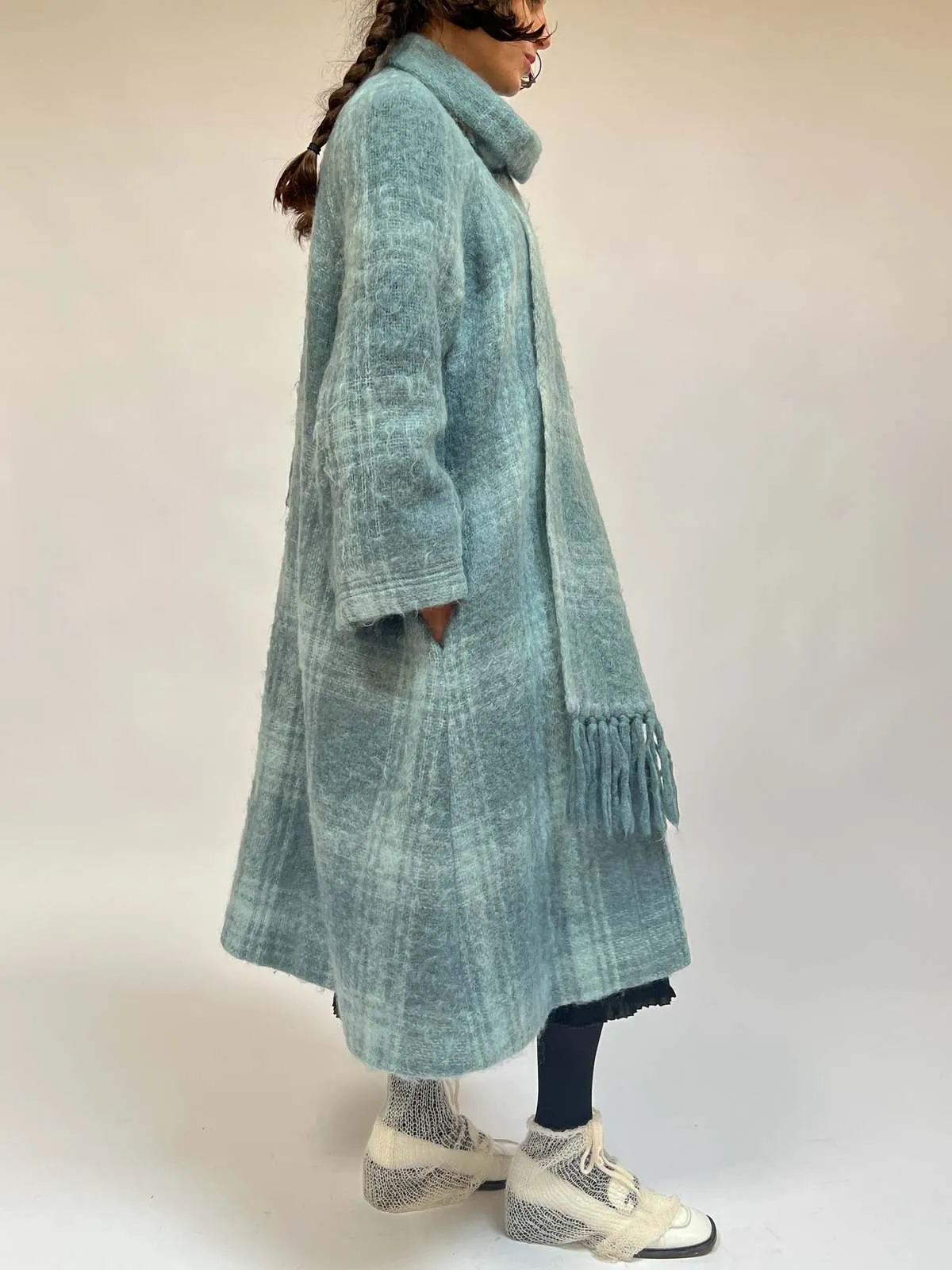 Mohair Woven Coat - Azure