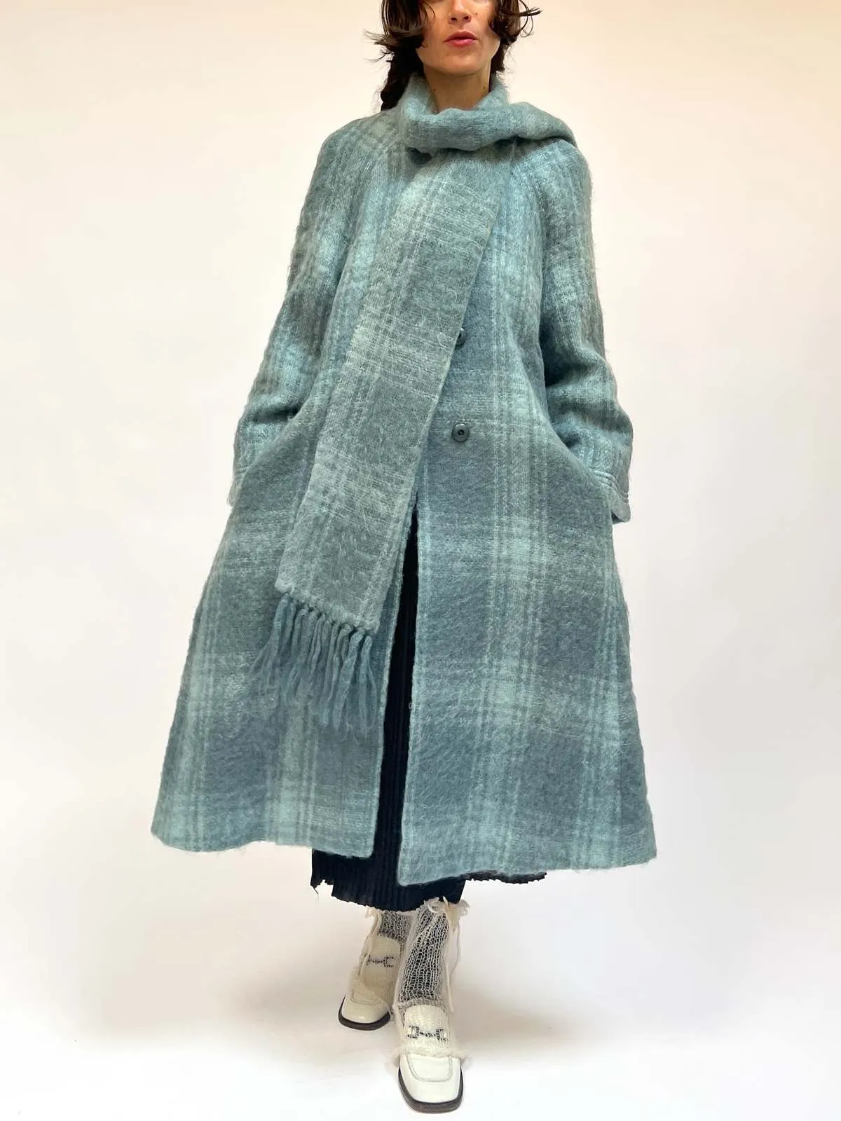 Mohair Woven Coat - Azure