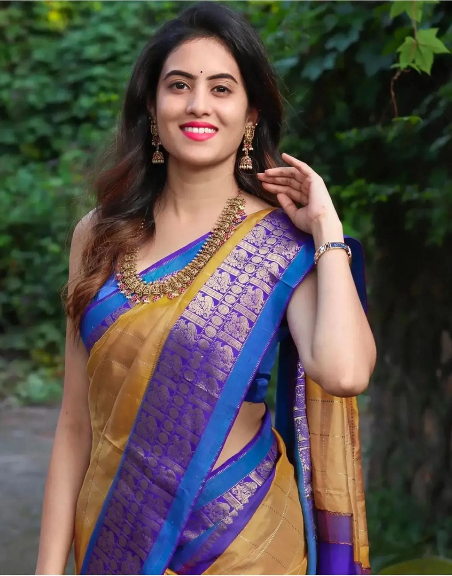 Mustard Jacquard Silk Saree