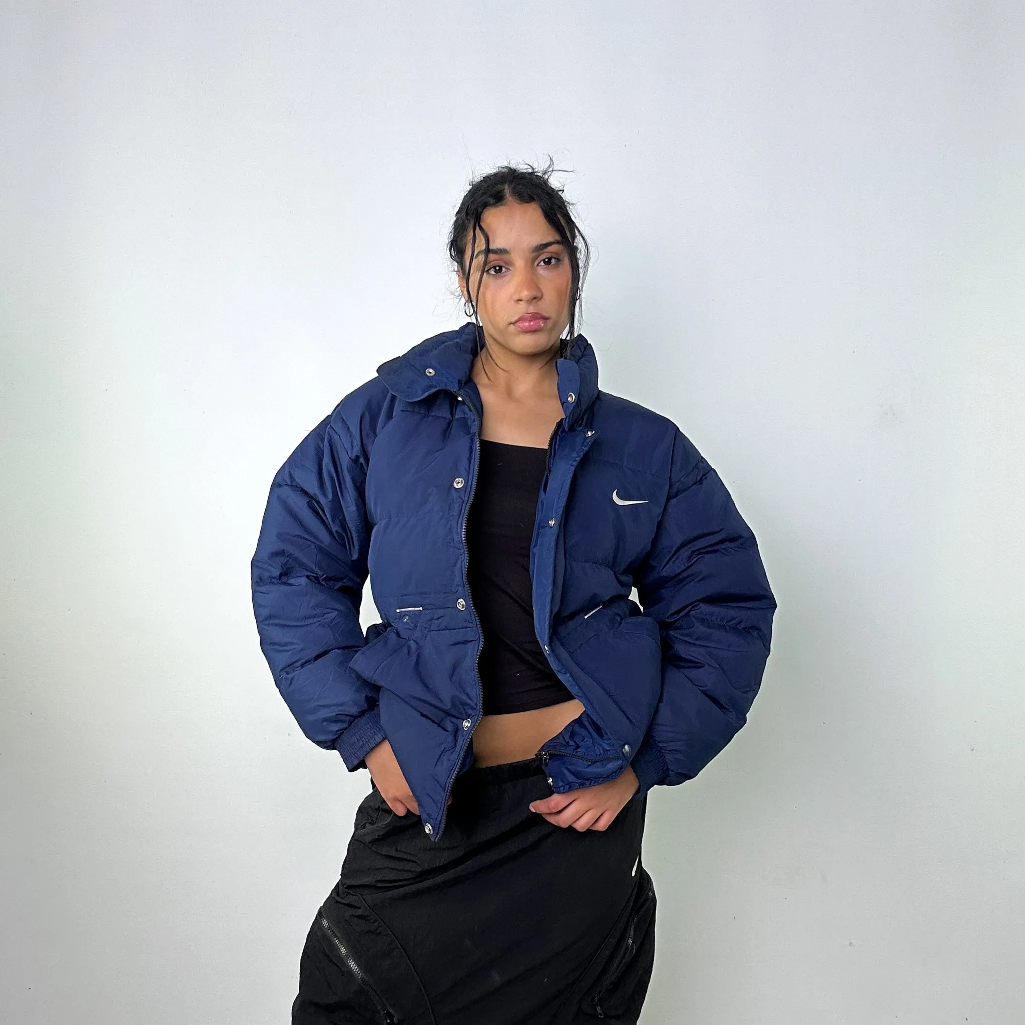 Navy Blue 90s NIKE Puffer Jacket Coat (M)