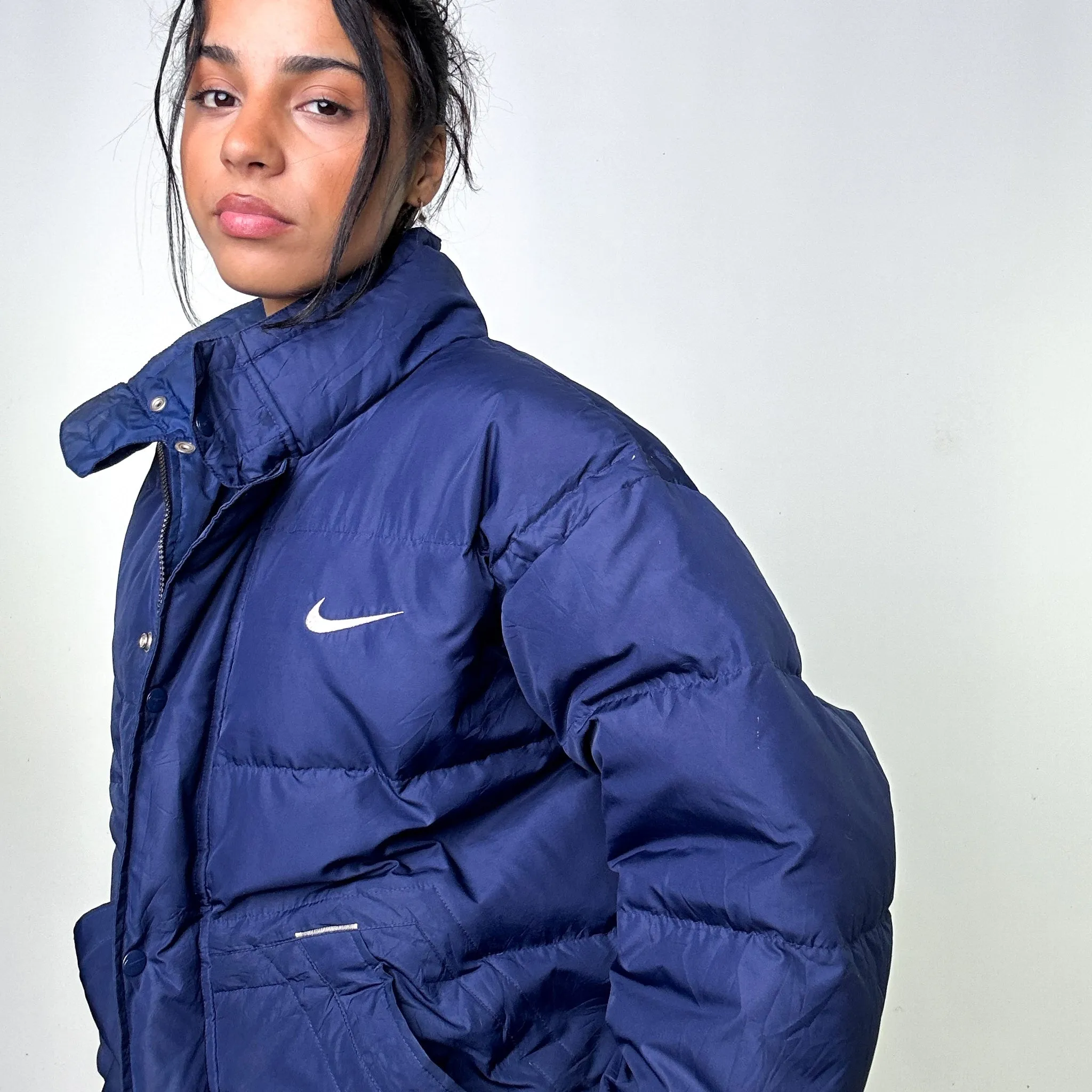 Navy Blue 90s NIKE Puffer Jacket Coat (M)