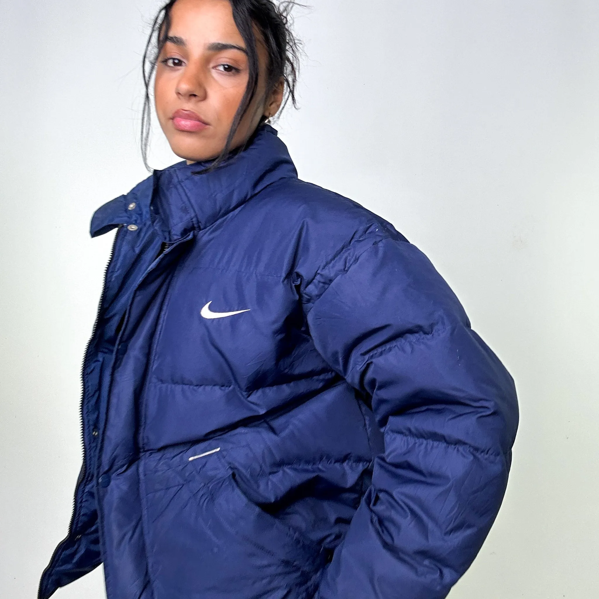 Navy Blue 90s NIKE Puffer Jacket Coat (M)