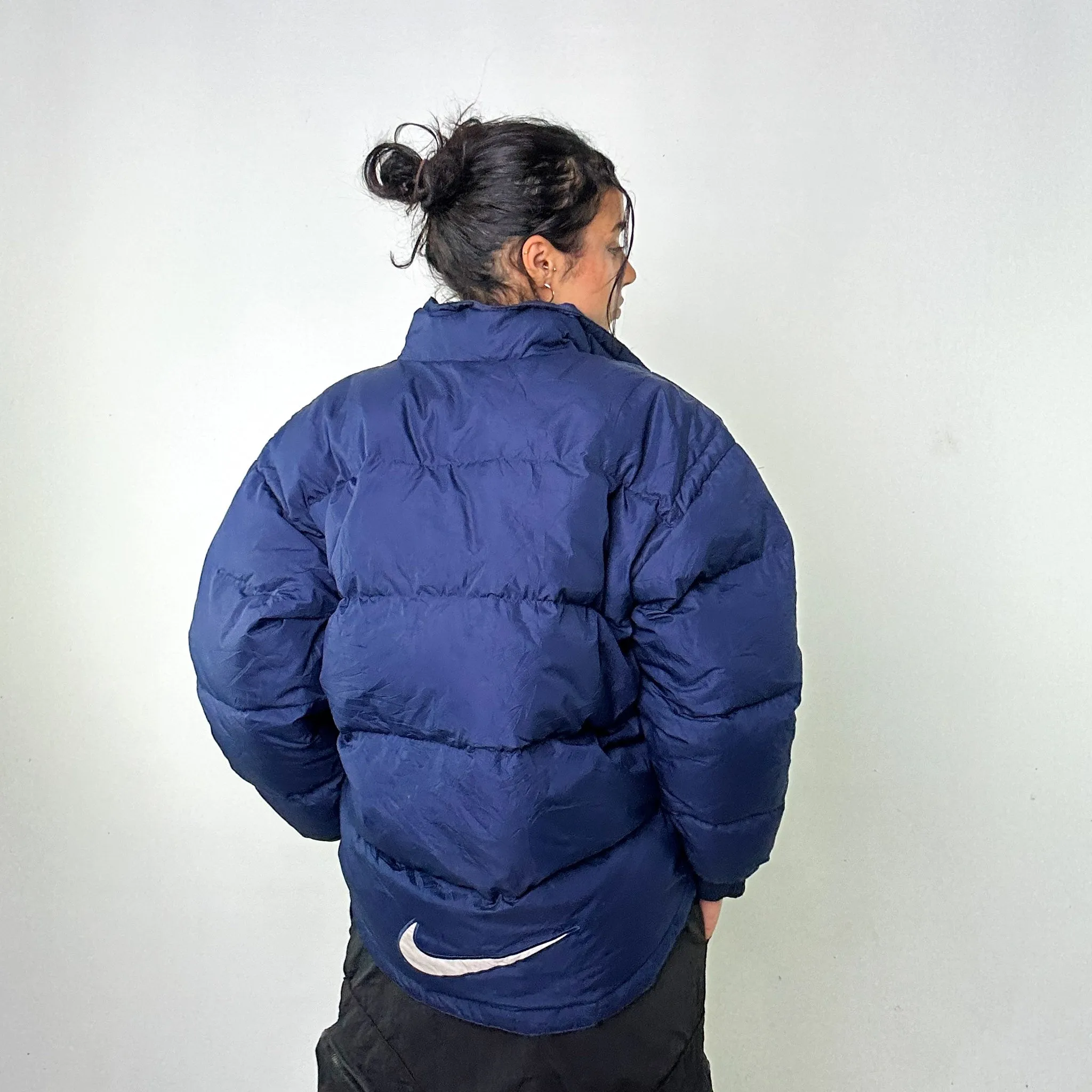 Navy Blue 90s NIKE Puffer Jacket Coat (M)