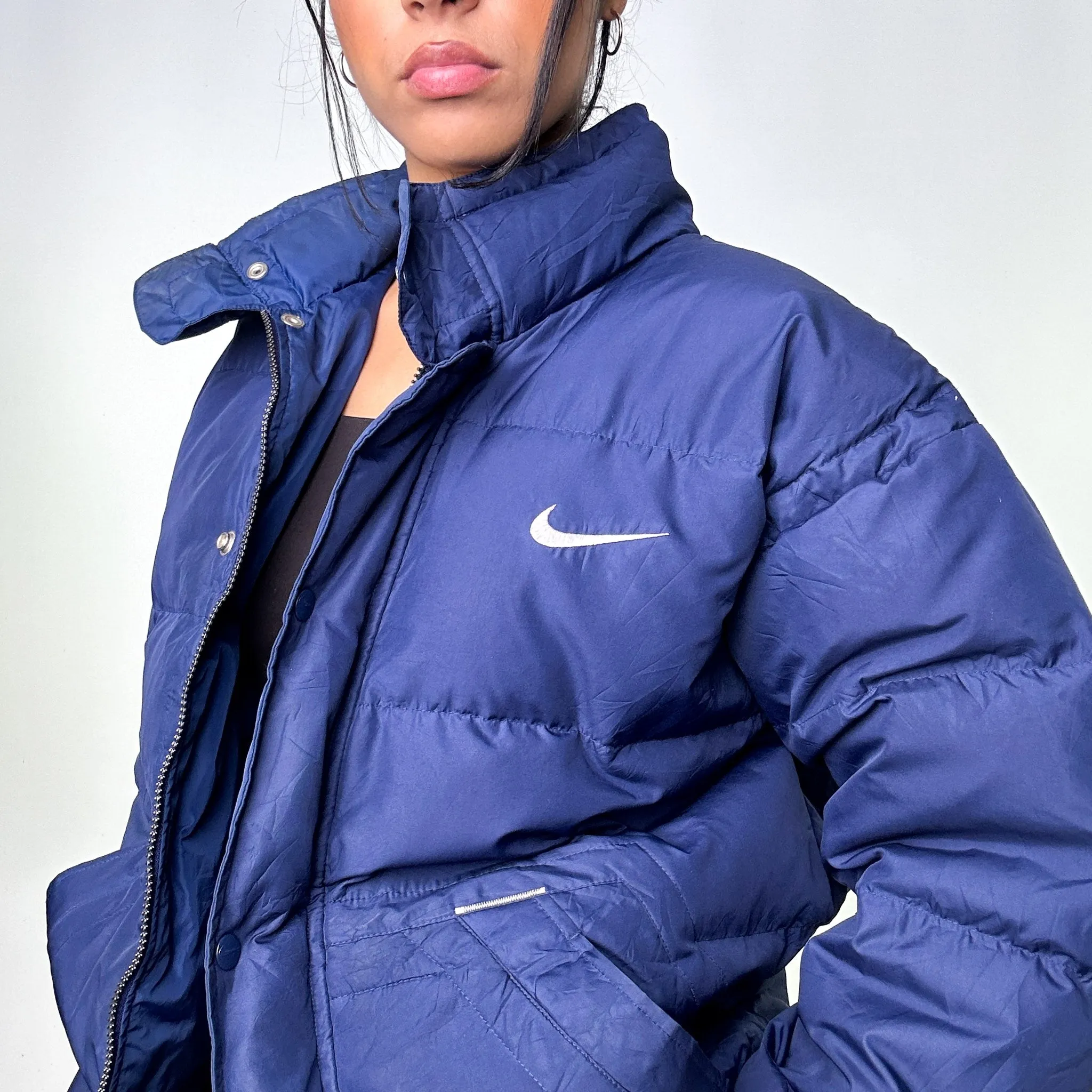 Navy Blue 90s NIKE Puffer Jacket Coat (M)