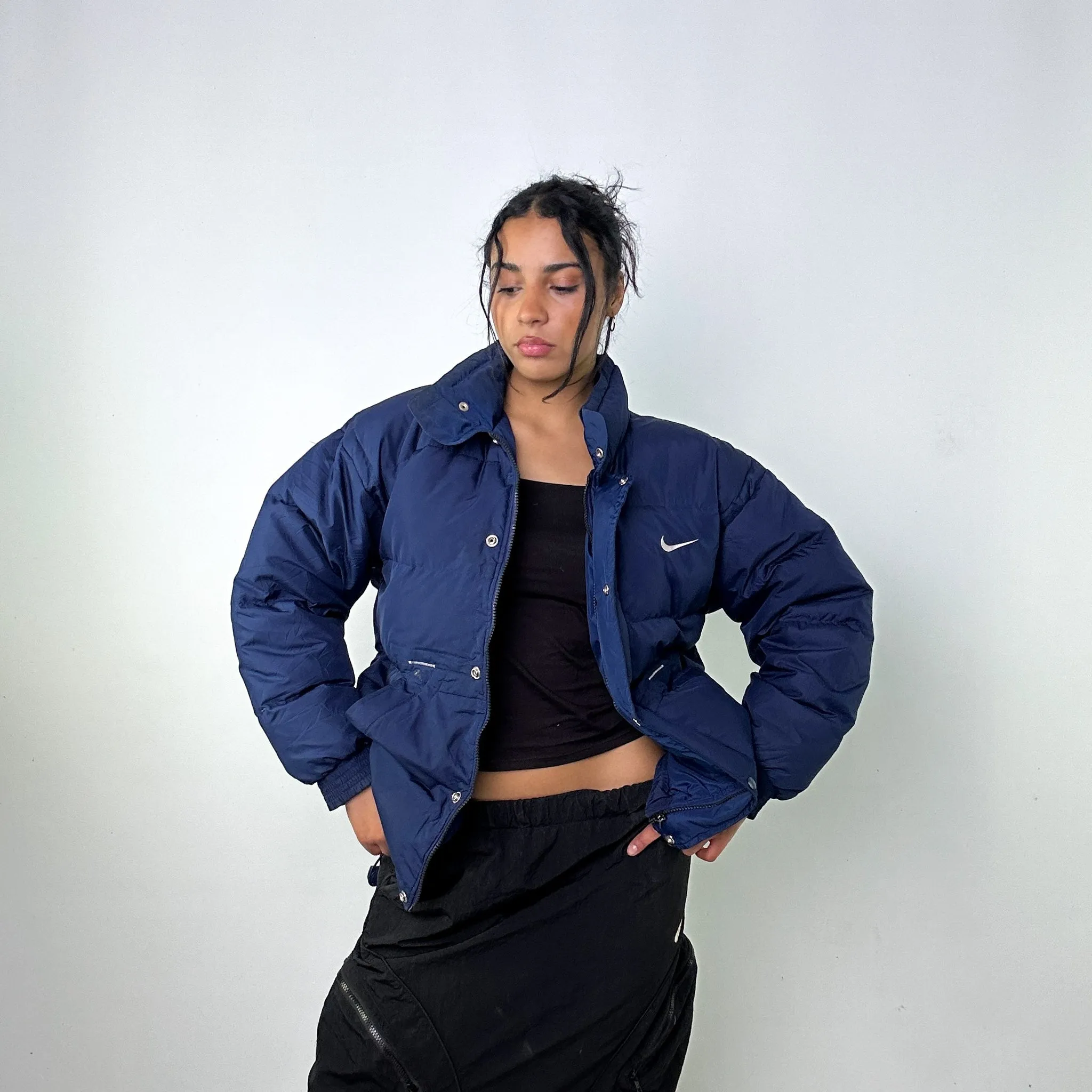 Navy Blue 90s NIKE Puffer Jacket Coat (M)