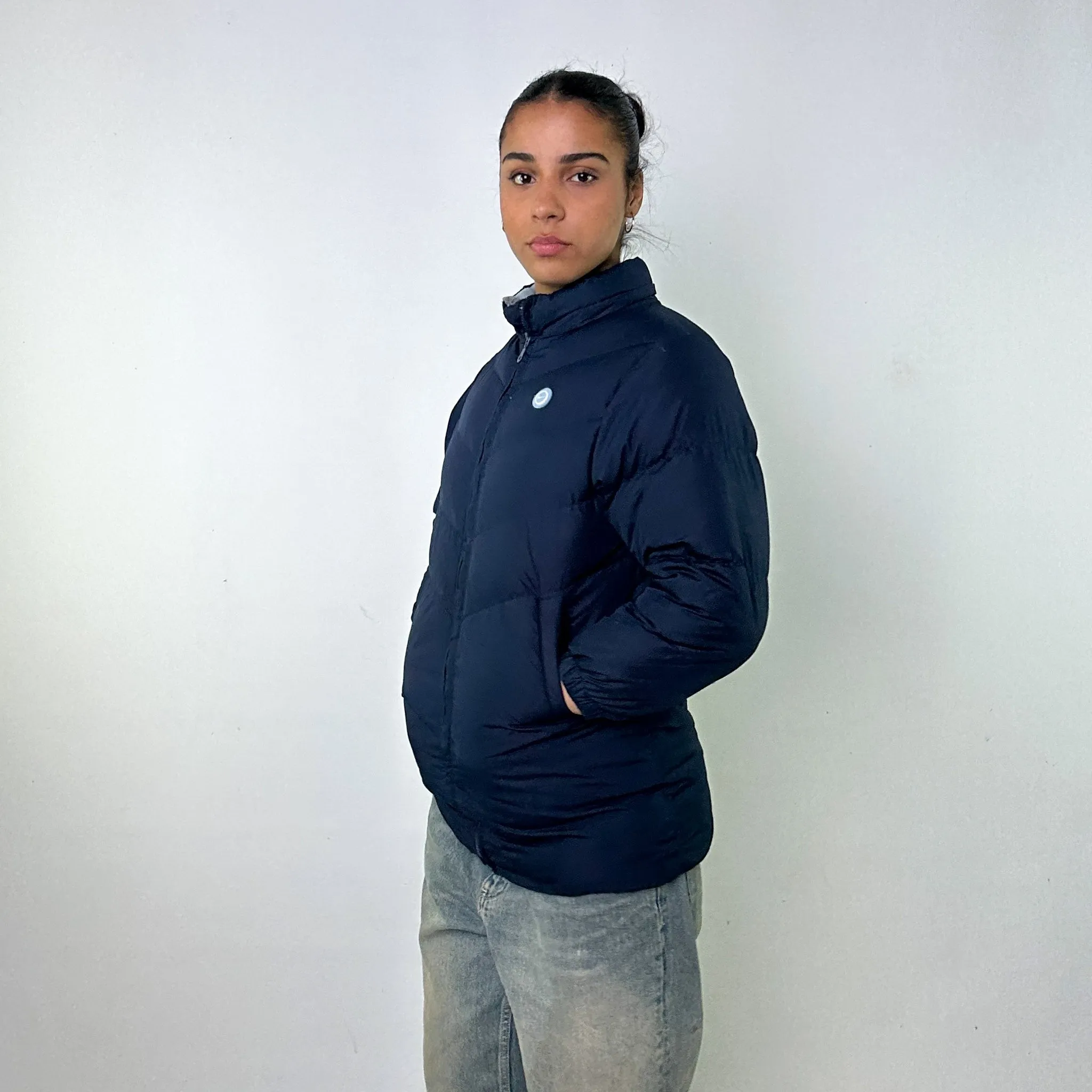 Navy Blue y2ks NIKE Puffer Jacket Coat (M)