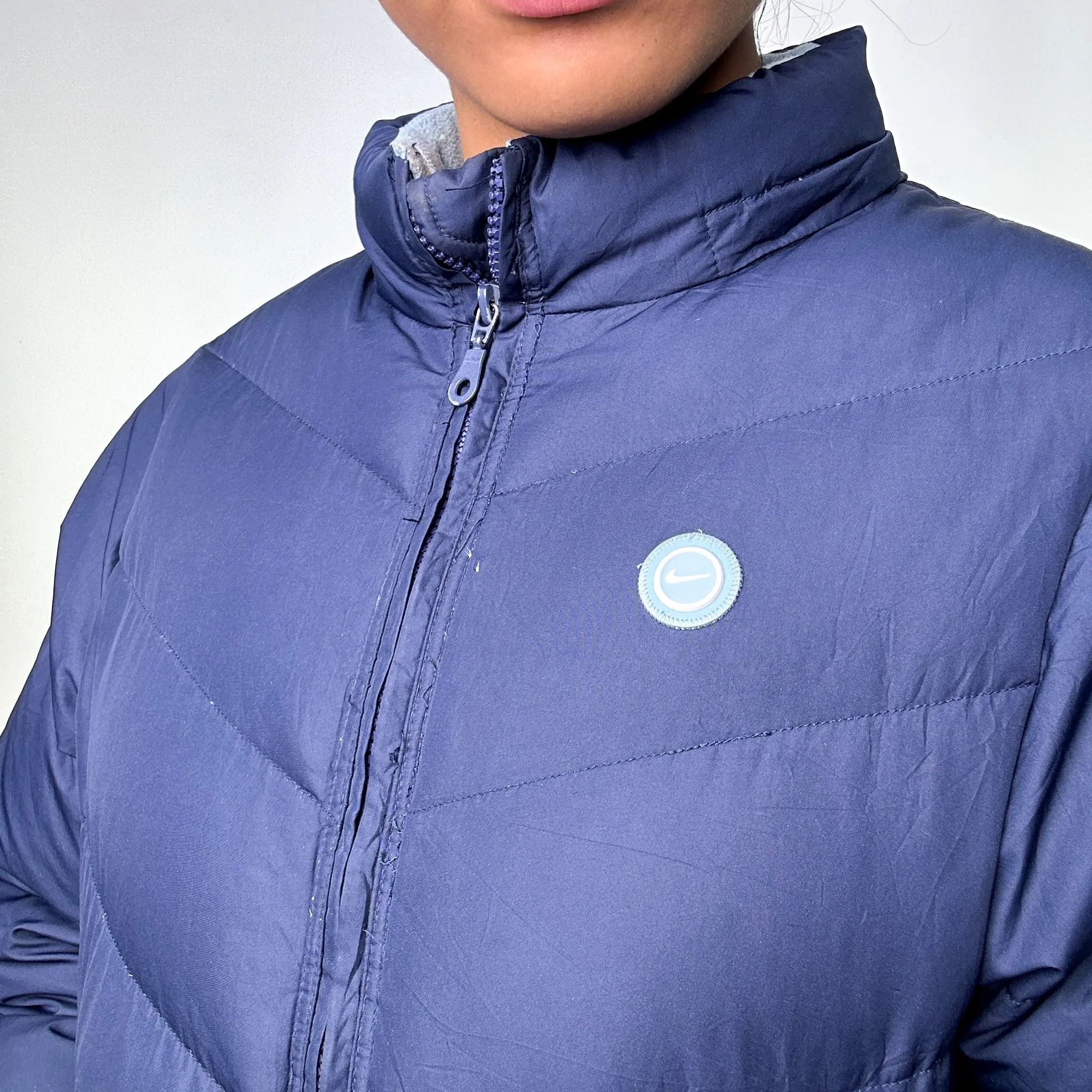 Navy Blue y2ks NIKE Puffer Jacket Coat (M)