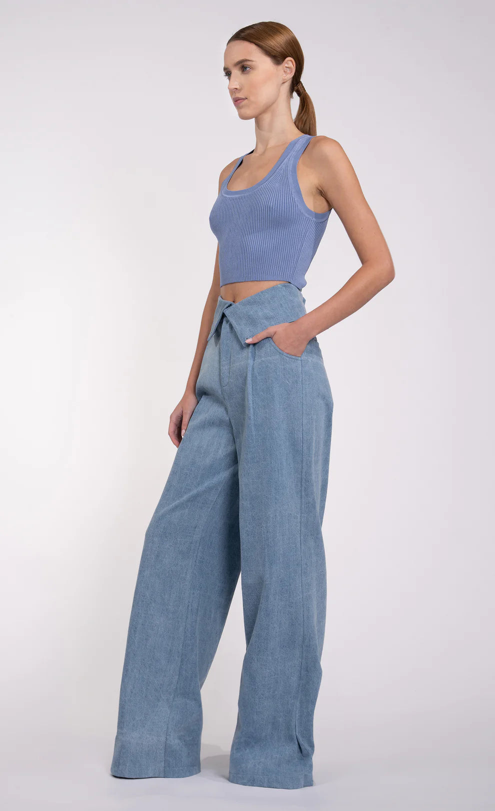 Nonchalant - Eve Crop - Blue