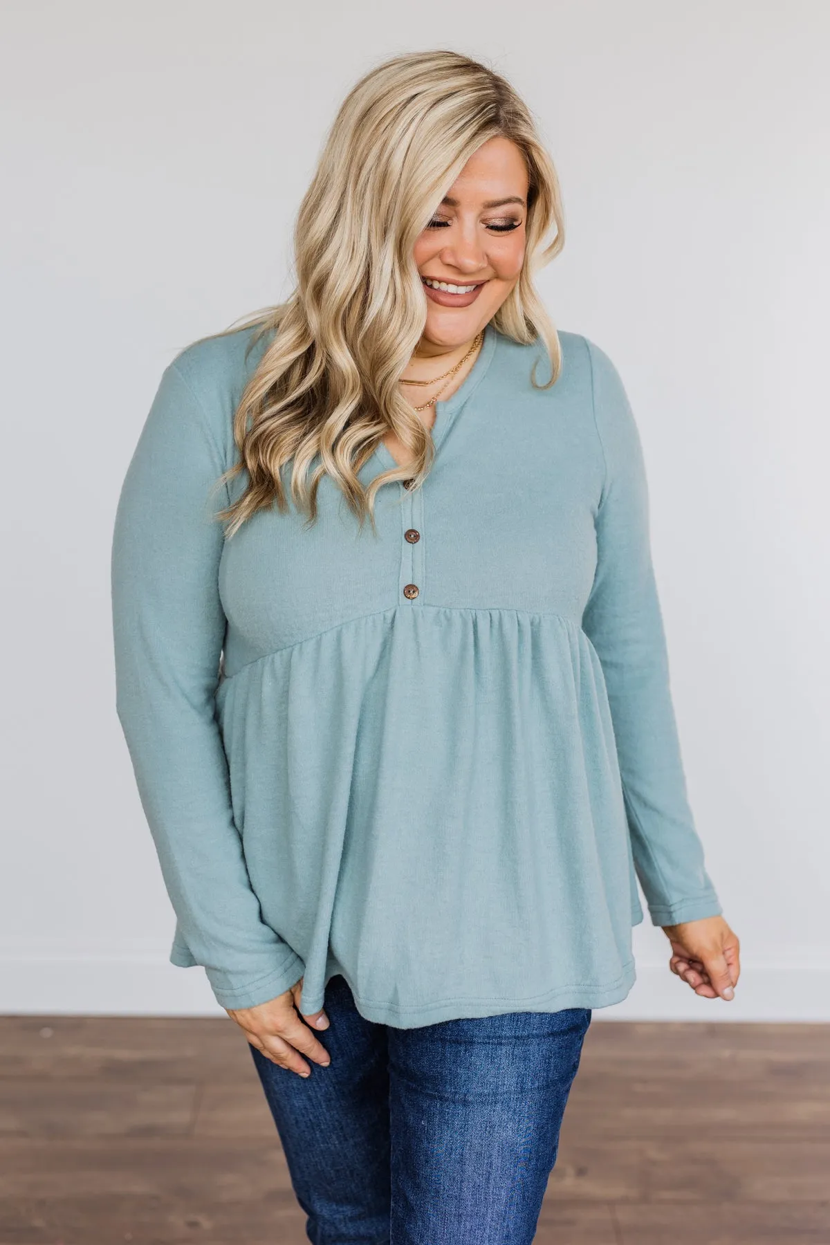 Not So Gloomy Babydoll Top- Teal