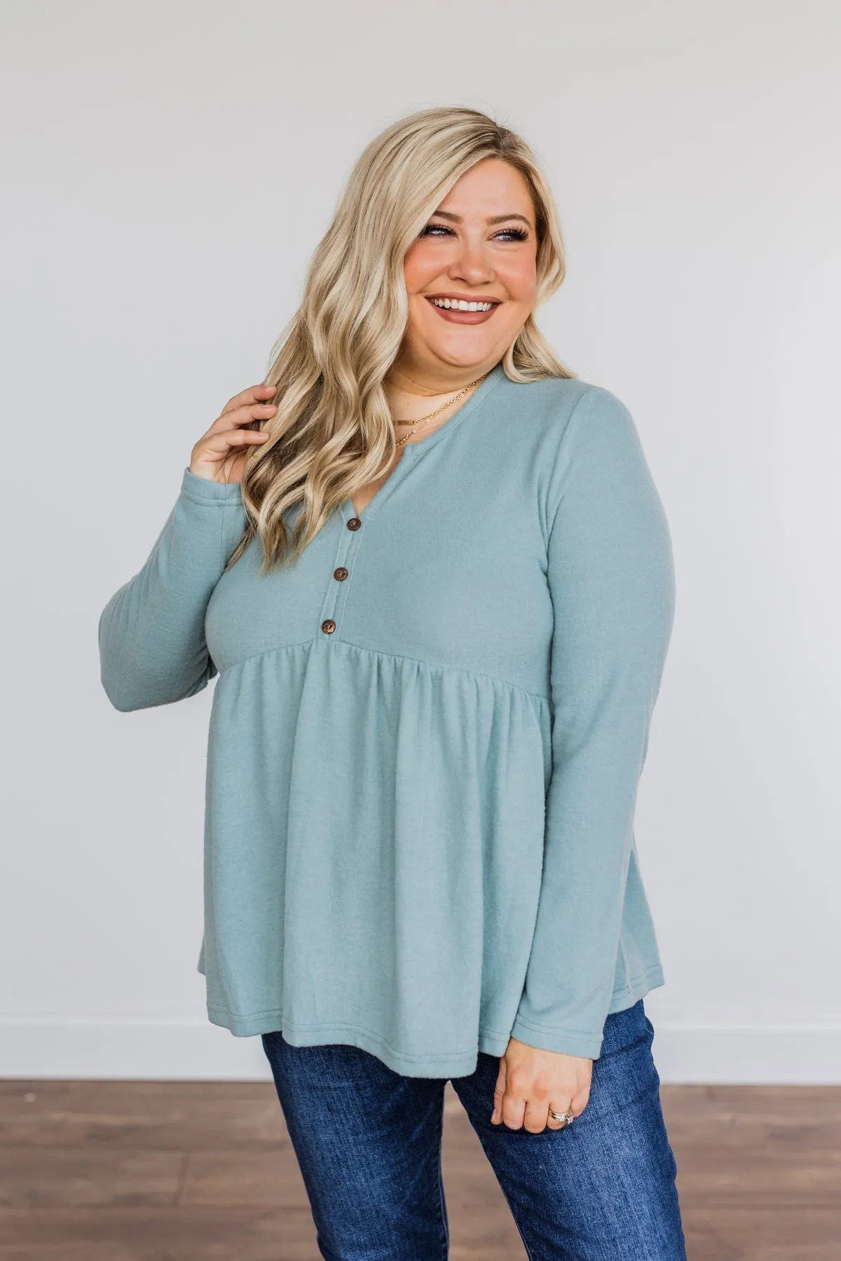 Not So Gloomy Babydoll Top- Teal