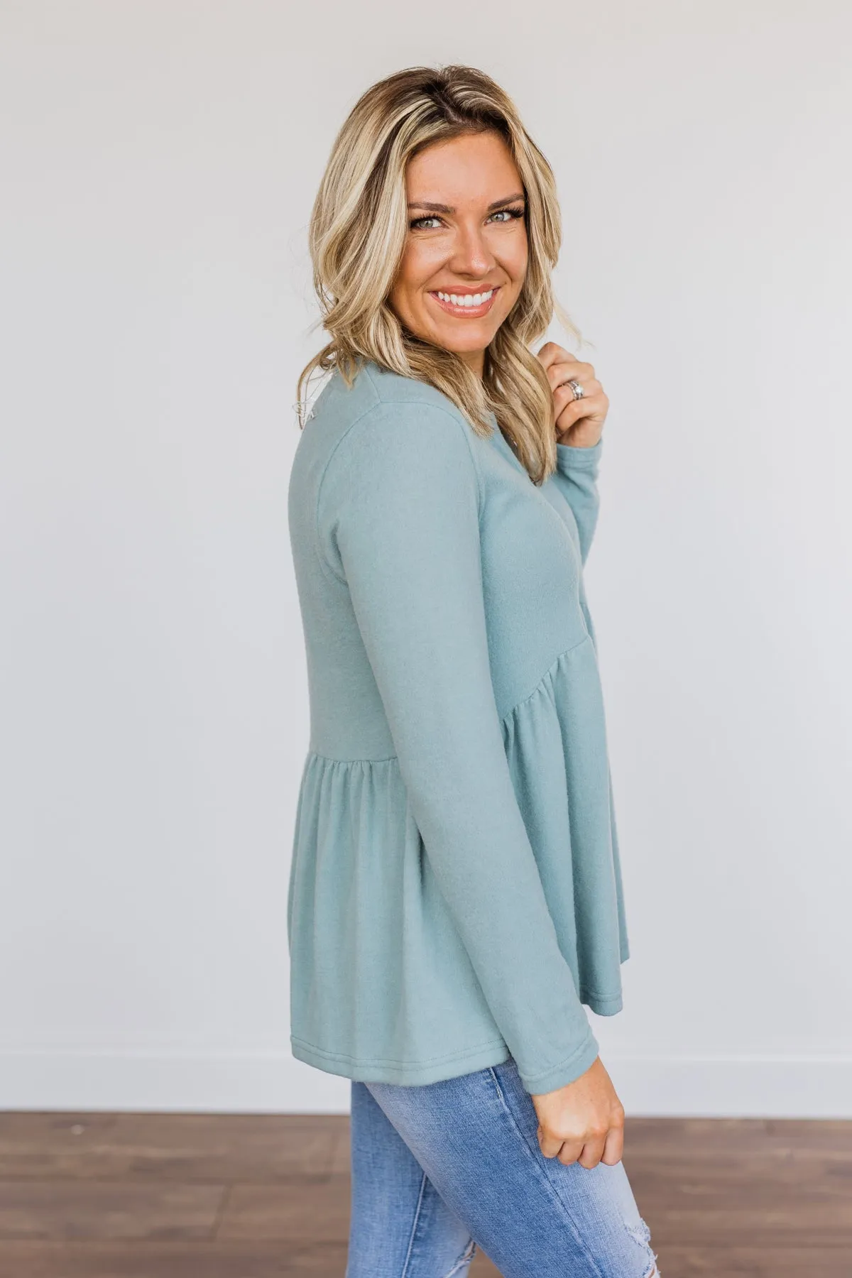 Not So Gloomy Babydoll Top- Teal