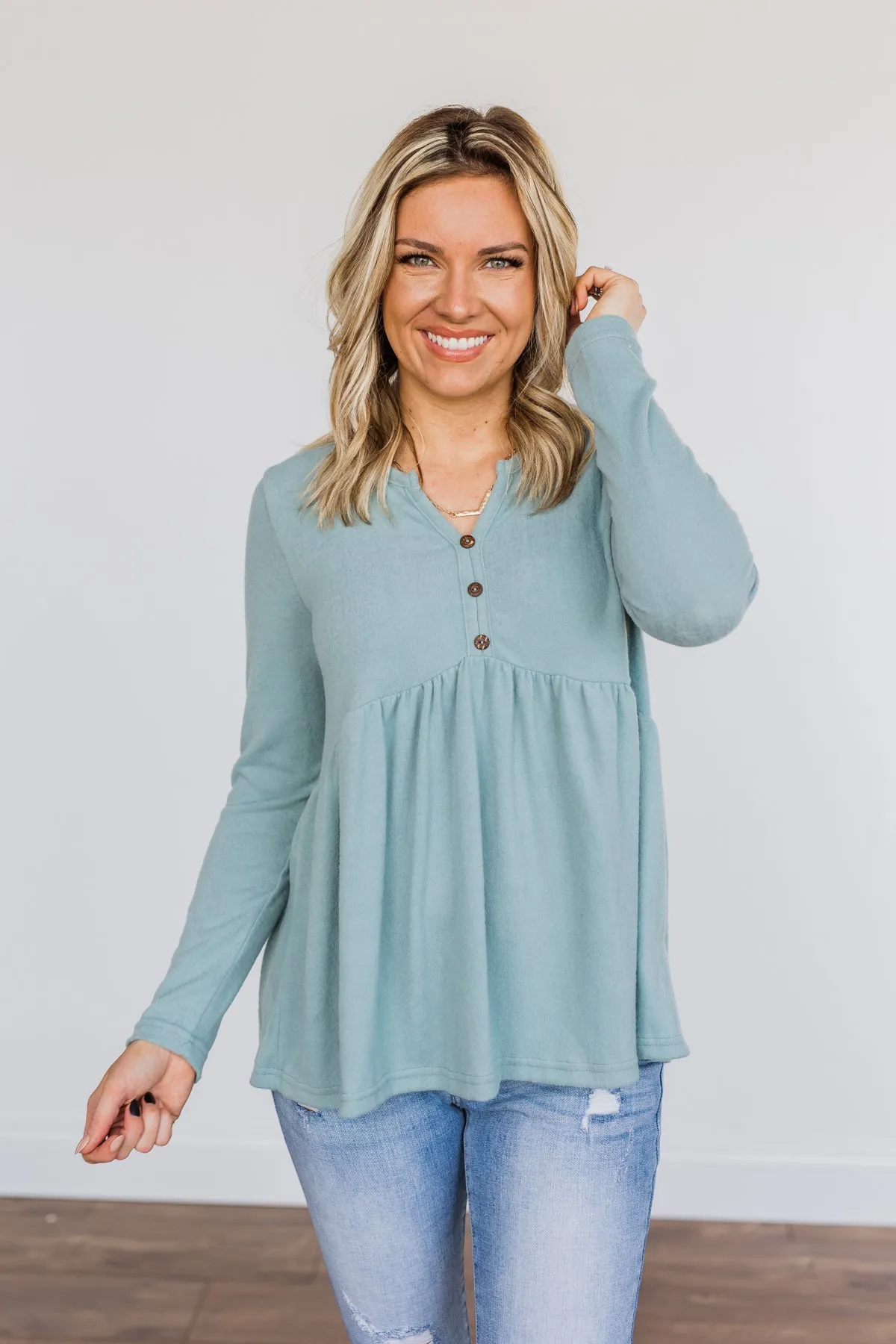 Not So Gloomy Babydoll Top- Teal