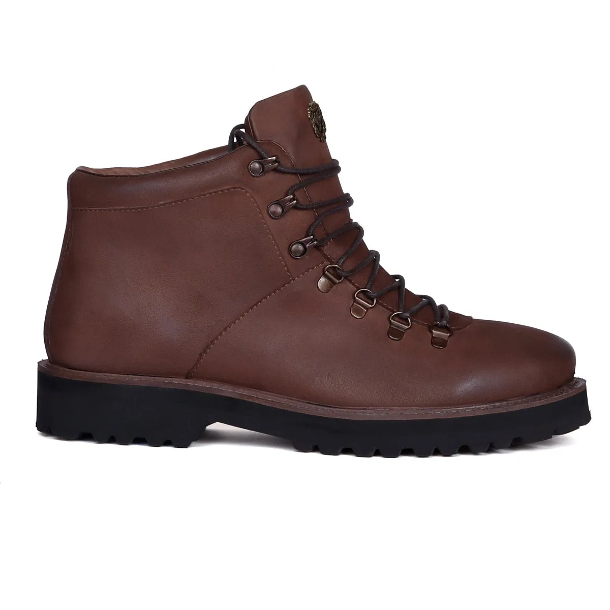 Nubuck Dark Brown Leather Lace-Up Light Weight Biker Boot for Men by Brune & Bareskin