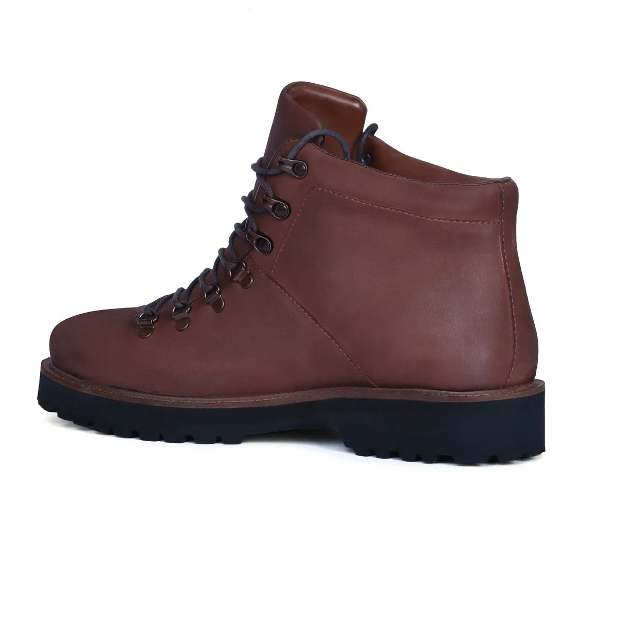 Nubuck Dark Brown Leather Lace-Up Light Weight Biker Boot for Men by Brune & Bareskin