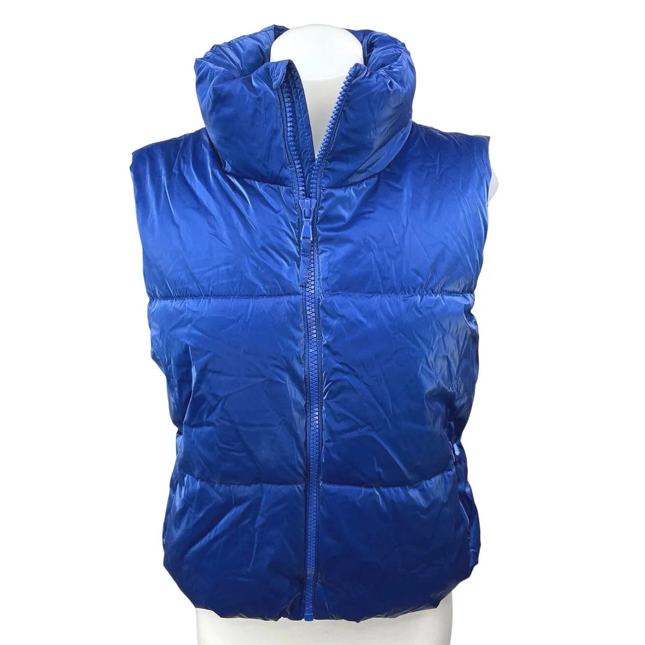 Old Navy Women's Blue Zip Up High Neck Winter Outdoor Puffer Vest Coat Jacket S