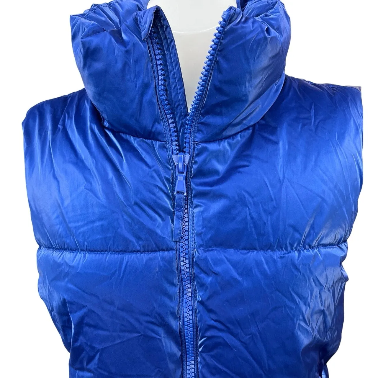 Old Navy Women's Blue Zip Up High Neck Winter Outdoor Puffer Vest Coat Jacket S