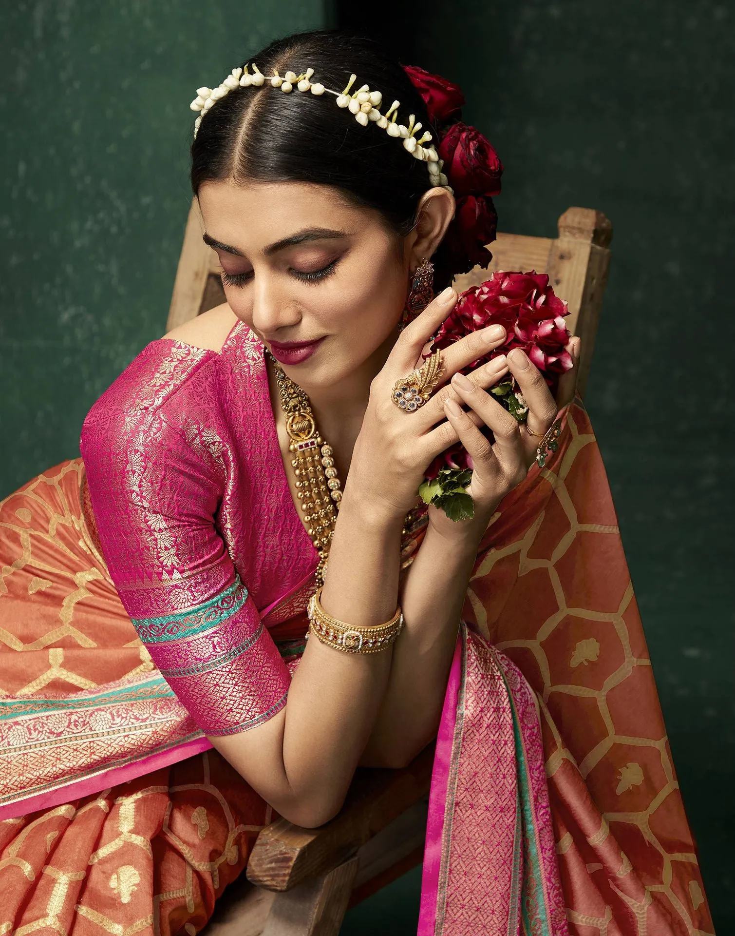 Orange Cotton Banarasi Saree