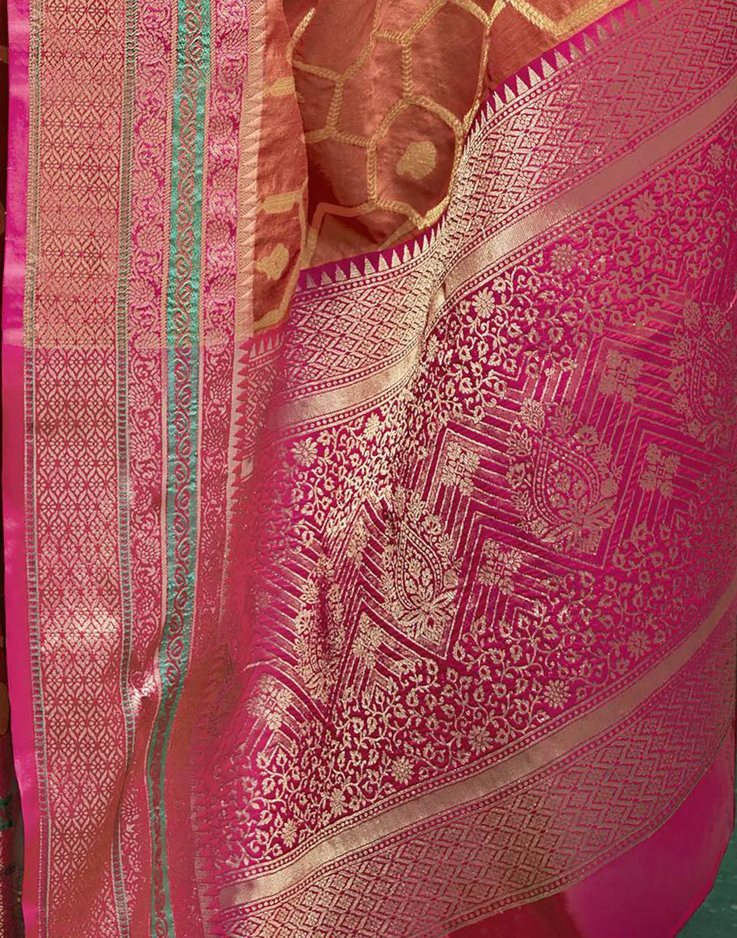 Orange Cotton Banarasi Saree