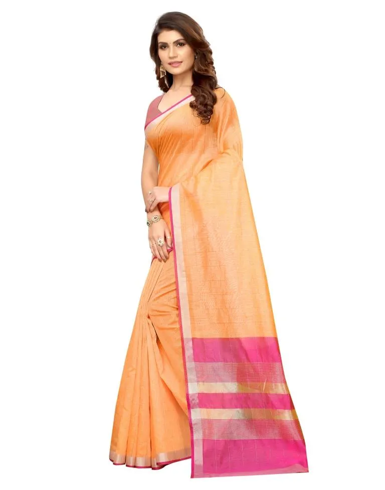 Orange Plain Silk Saree