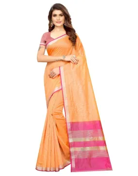 Orange Plain Silk Saree