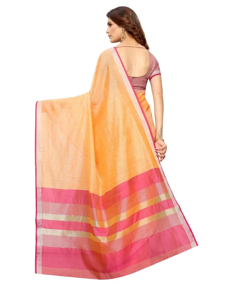 Orange Plain Silk Saree