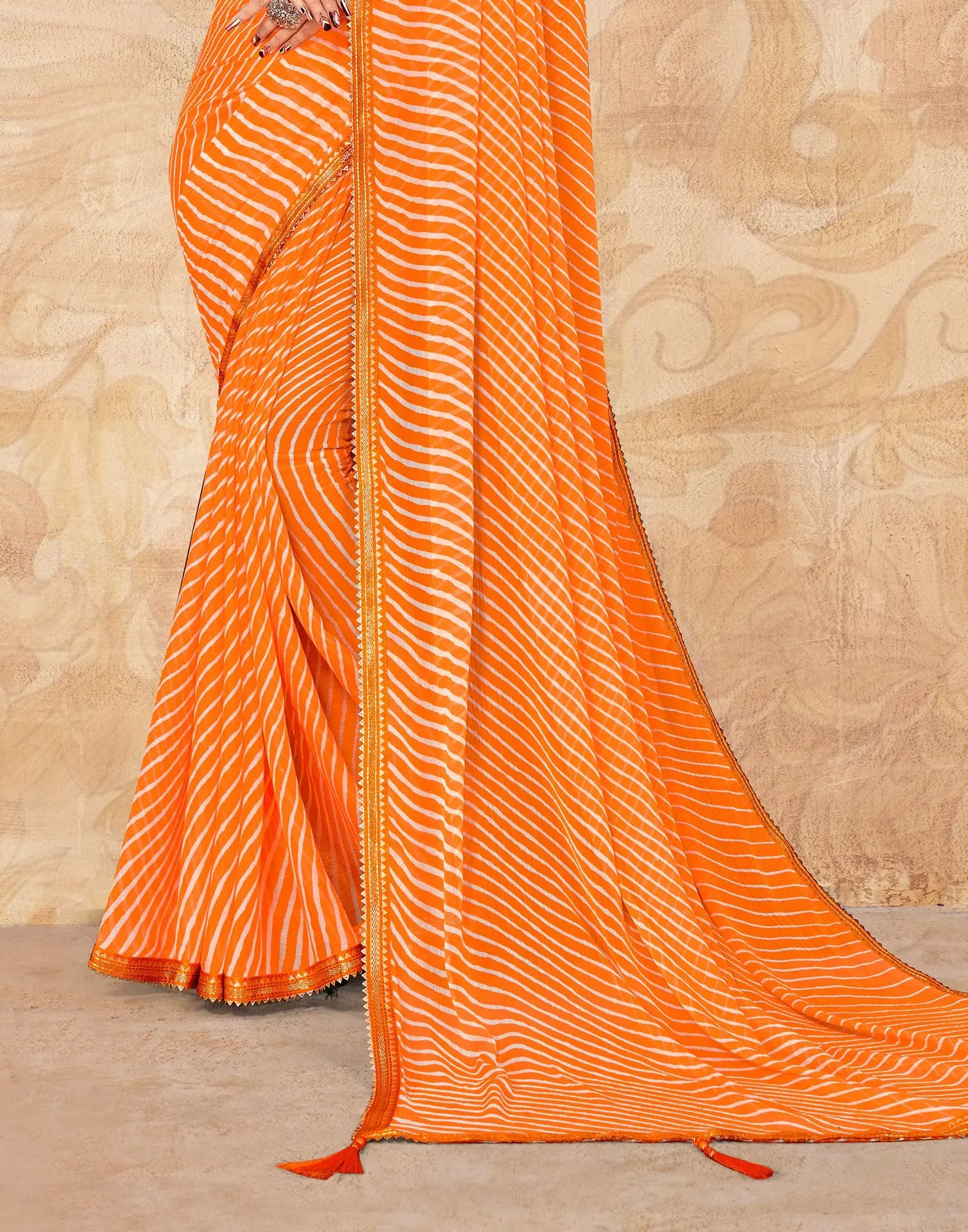 Orange Printed Saree