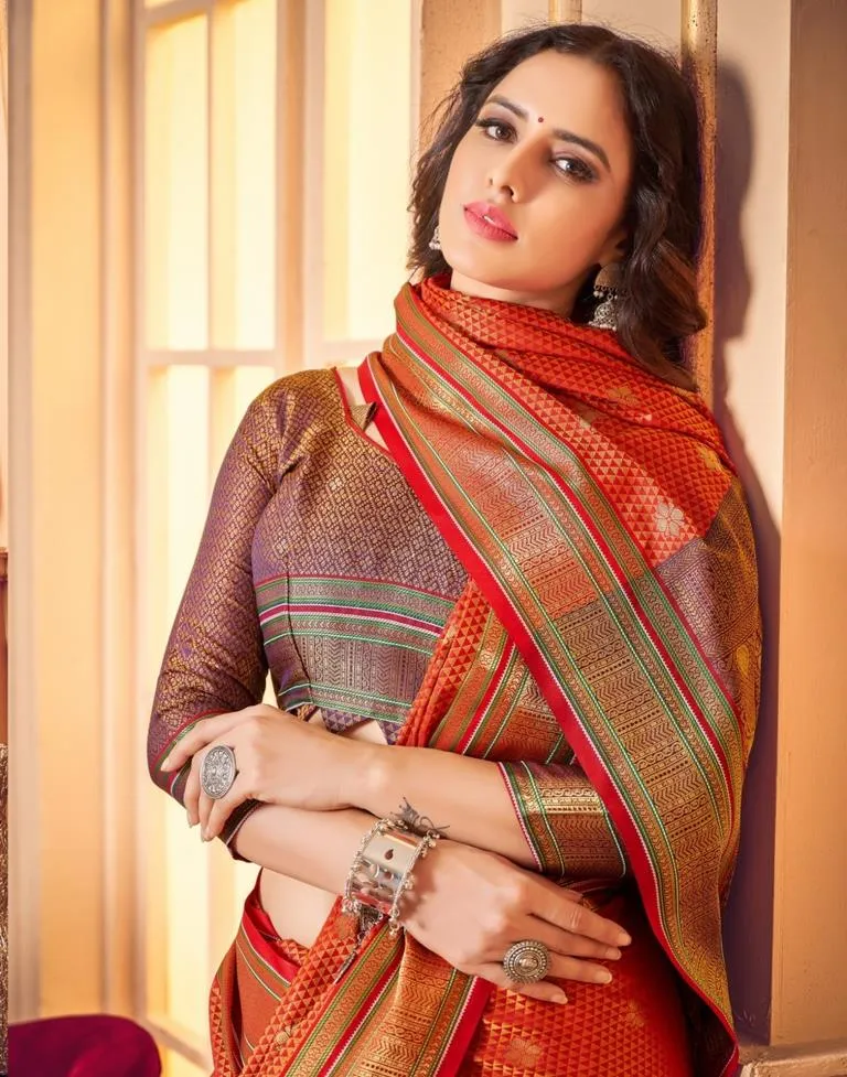 Orange Silk Saree