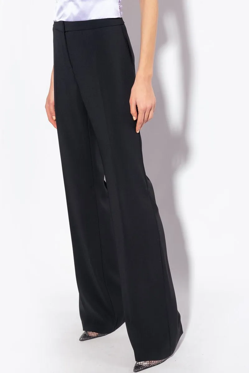 Pantaloni wide leg stretch donna Nero