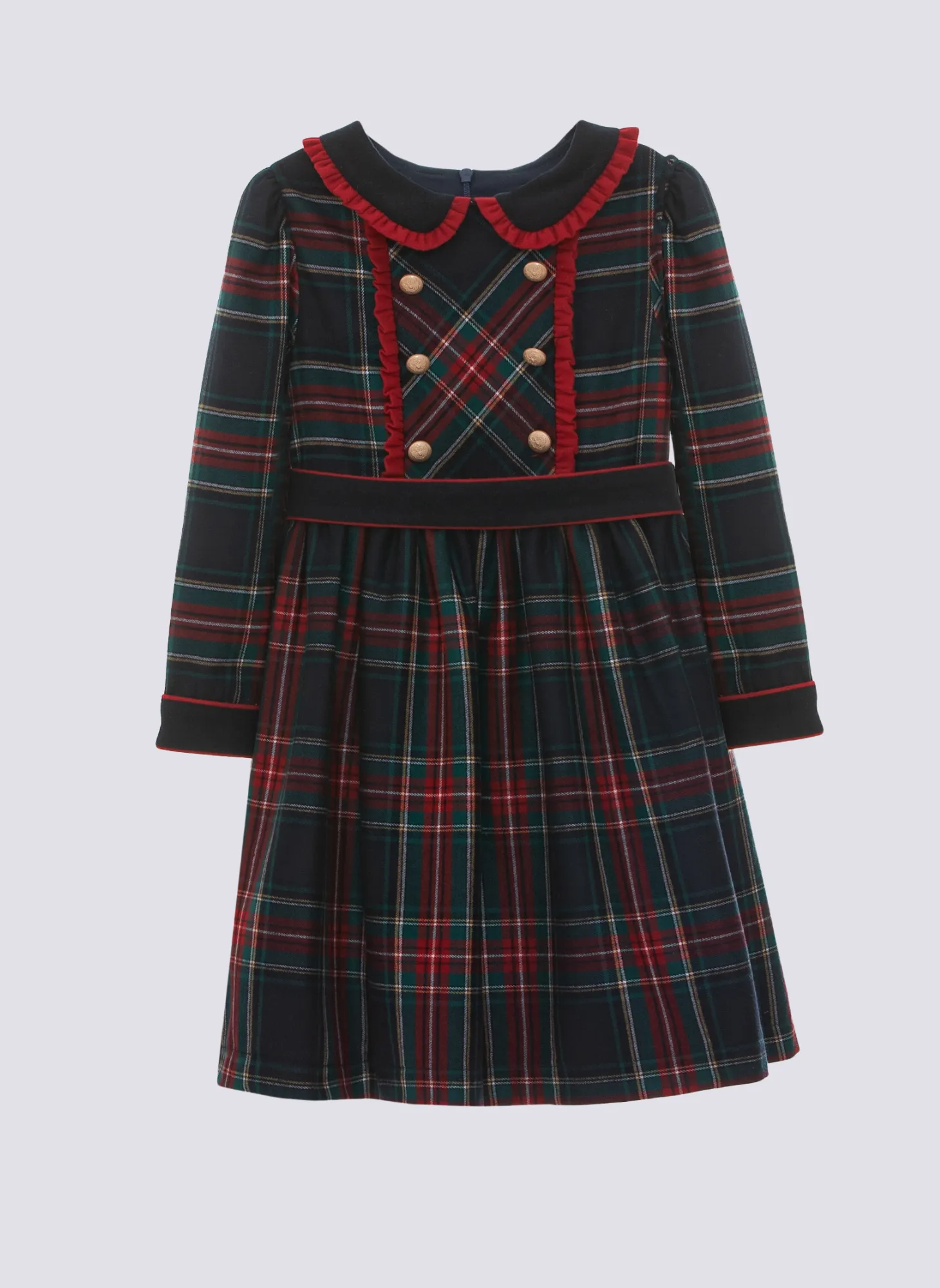 Patachou Navy Tartan Flannel Dress