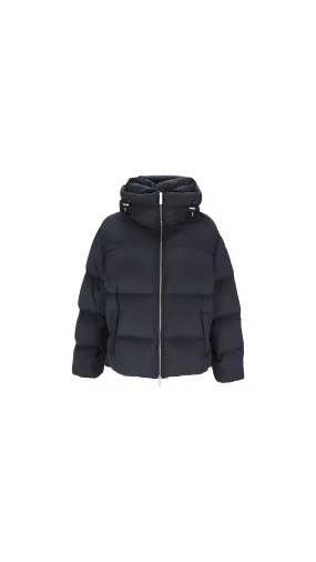 Patch Arrows Down Puffer Jacket - Black