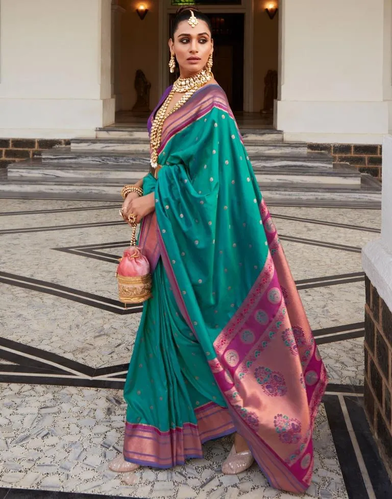 Peacock Green Silk Woven Sarees