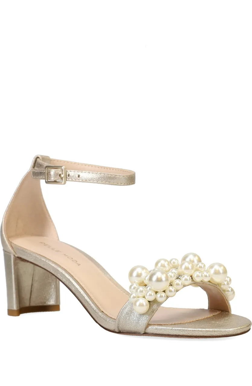 Pelle Moda Vacie Pearl Heel- Platinum Gold Metallic