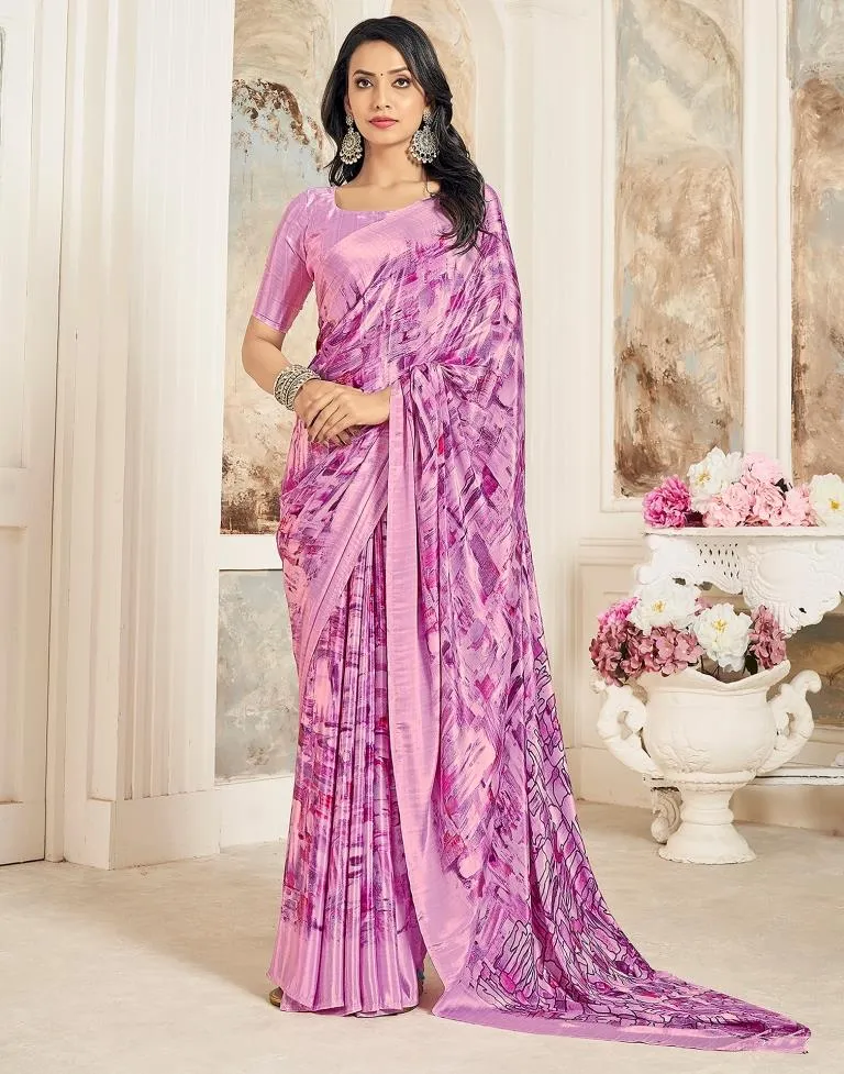 Pink Silk Printed Sarees