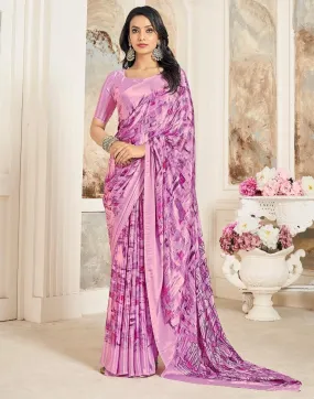 Pink Silk Printed Sarees