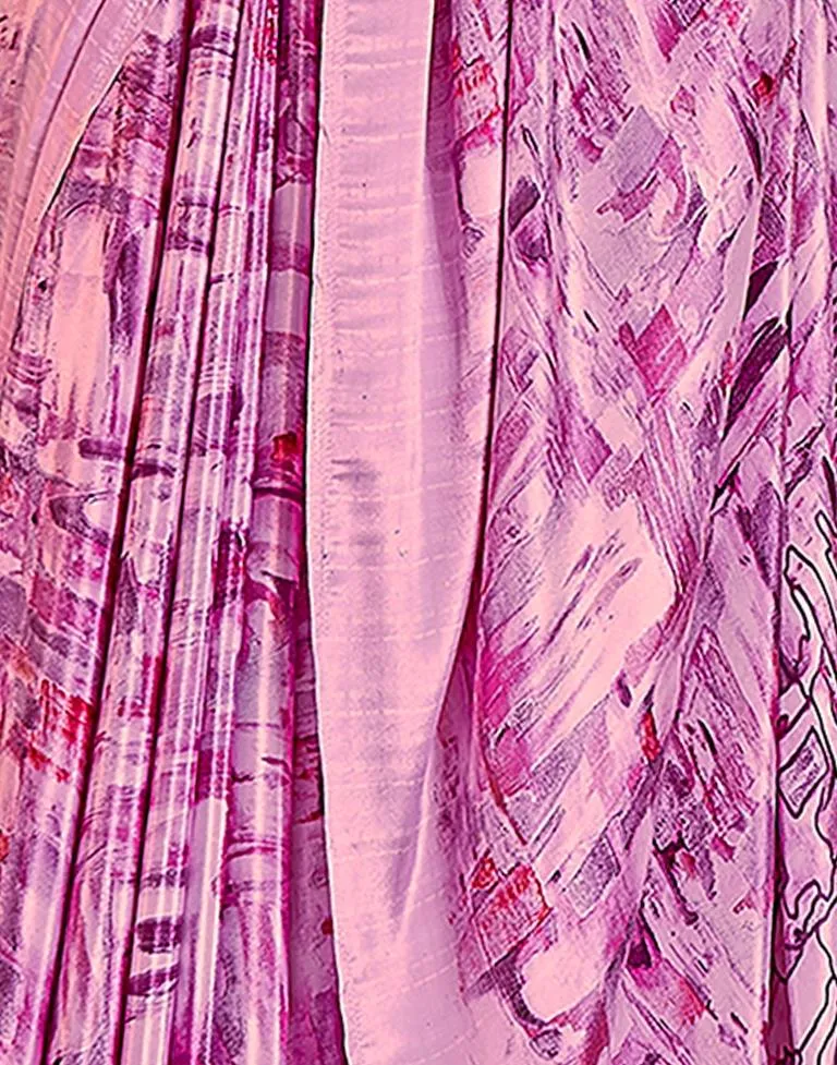 Pink Silk Printed Sarees