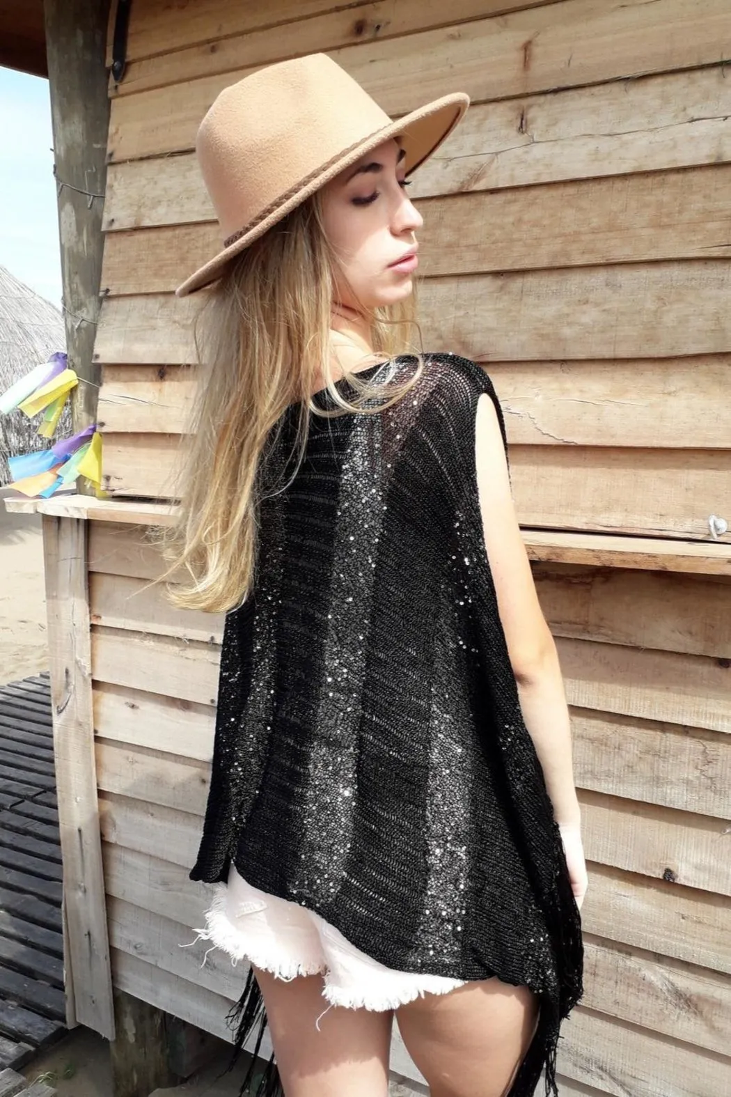 Poncho Silk Noire