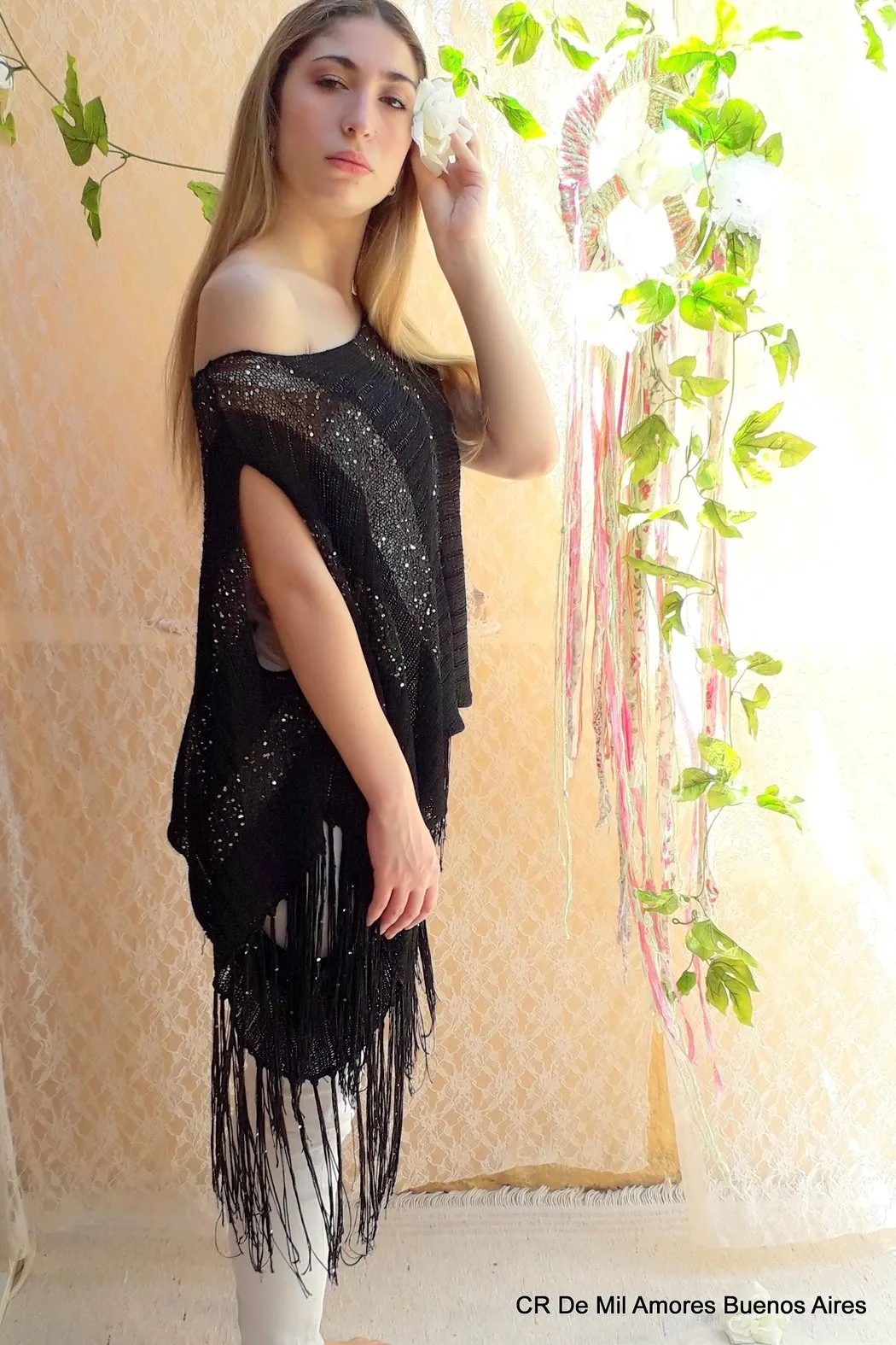 Poncho Silk Noire