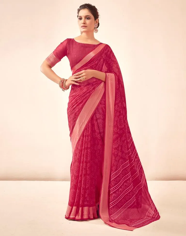 Punch Pink Georgette Bandhani Sarees