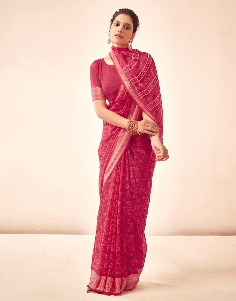 Punch Pink Georgette Bandhani Sarees