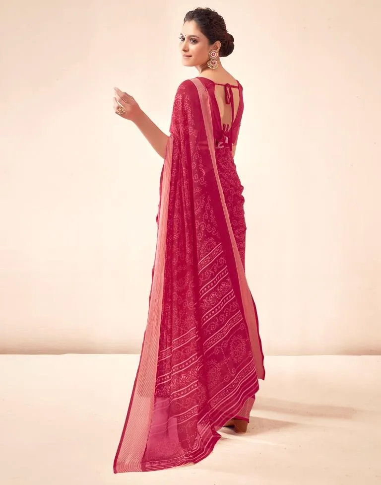 Punch Pink Georgette Bandhani Sarees