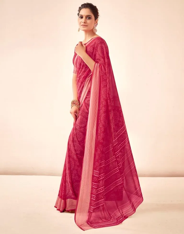 Punch Pink Georgette Bandhani Sarees