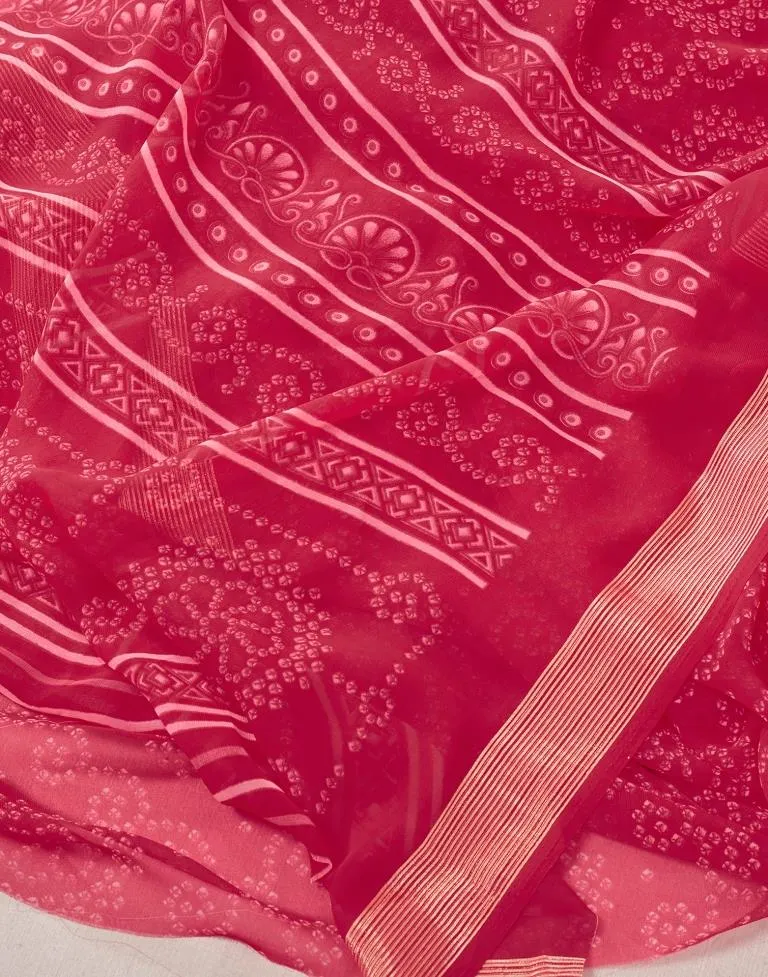 Punch Pink Georgette Bandhani Sarees