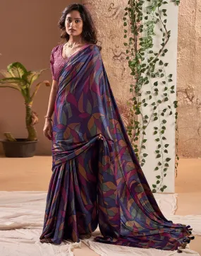 Purple Printed Chiffon Saree