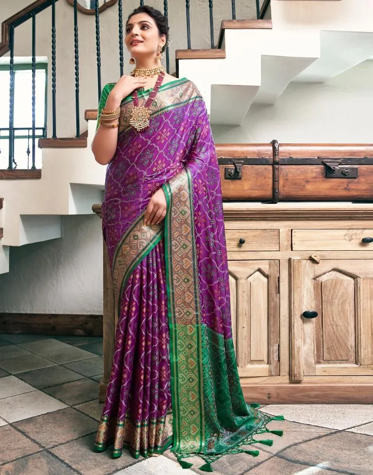 Purple Silk Woven Sarees